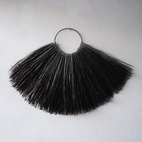 Large Seagrass Fan Wall Decor - Black - WhealySimple Home