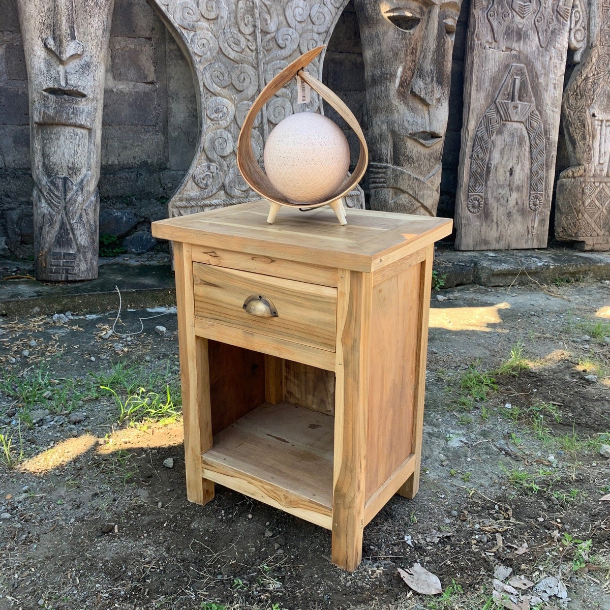 Recycled Teak Wood Bedside Table - Classic 51x42×65cm - WhealySimple Home