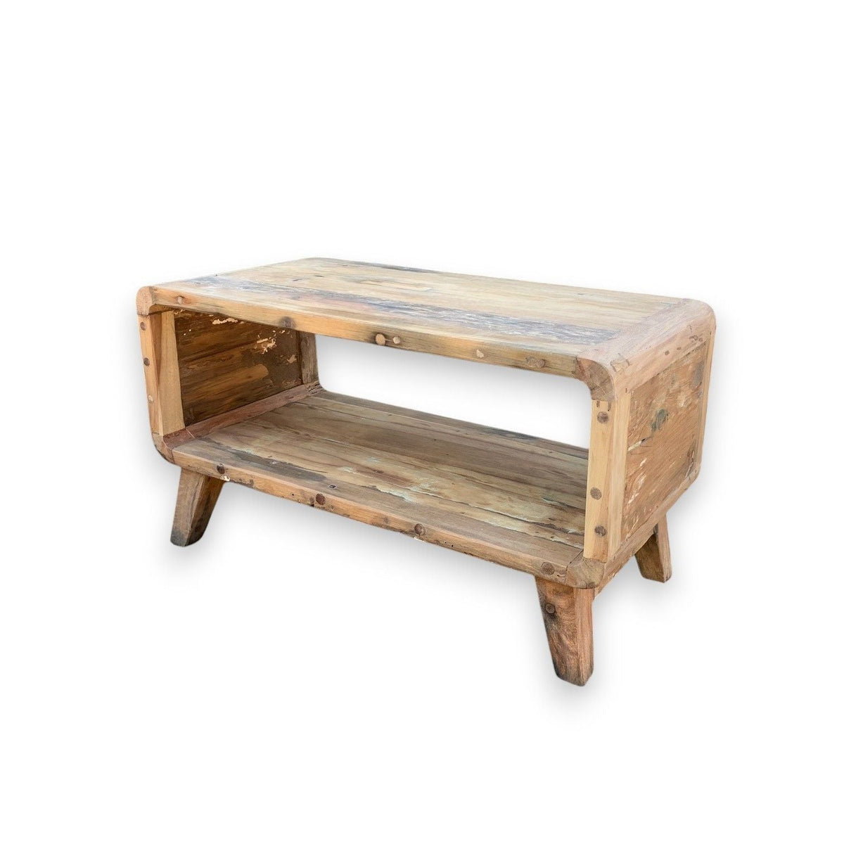 Recycled Teak Wood Small Rounded Coffee Table 81x49×41cm - WhealySimple Home