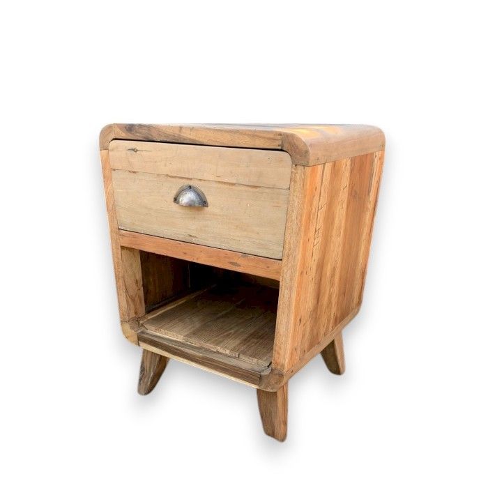 Recycled Teak Wood Bedside Table - Round 45x37×57cm - WhealySimple Home