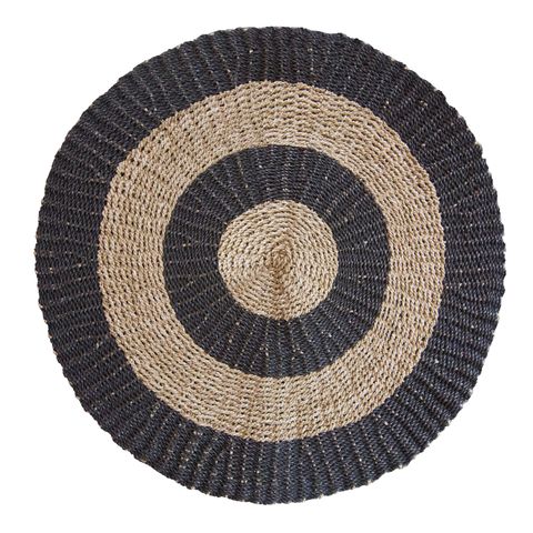Round Seagrass Black & Tan - Circles - 1m - WhealySimple Home