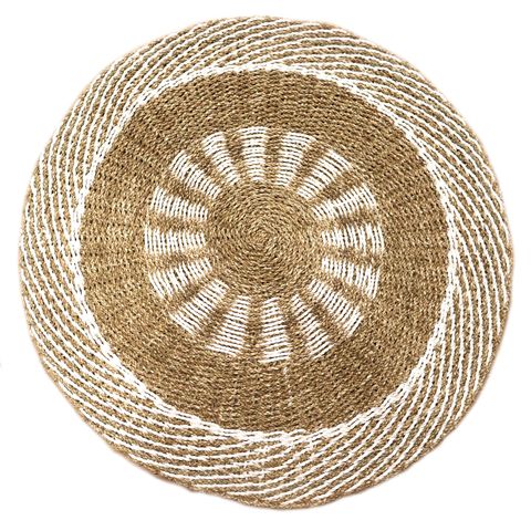 Round Seagrass White & Tan - Inner Sun - 1m - WhealySimple Home