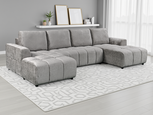 Shanghai Luxury Grey U Shape Corner Sofabed – product image 1