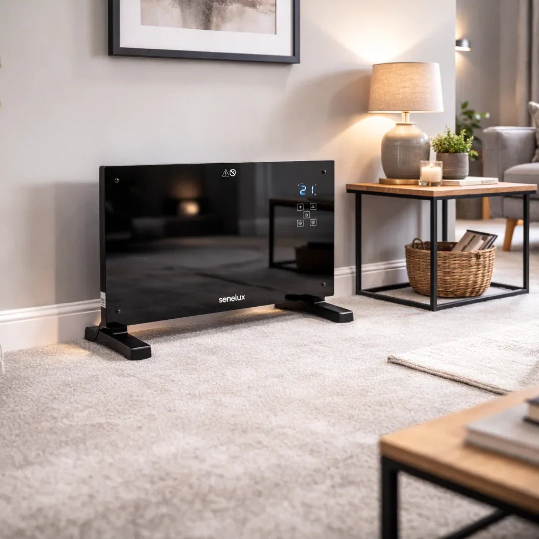 Black Glass Panel Heater with Wifi Controls-1