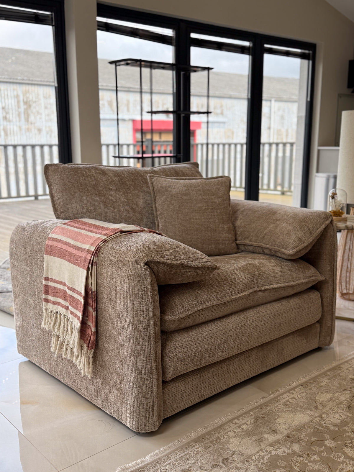 Solaya beige chenille armchair - product image 2