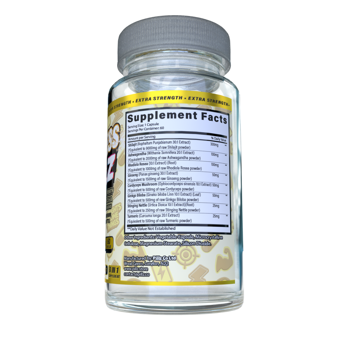 LimitlessPillz™ – 8-in-1 Shilajit Complex with Ashwagandha, Panax Ginseng, Rhodiola, Turmeric, Ginkgo, Nettle & Cordyceps Mushrooms
