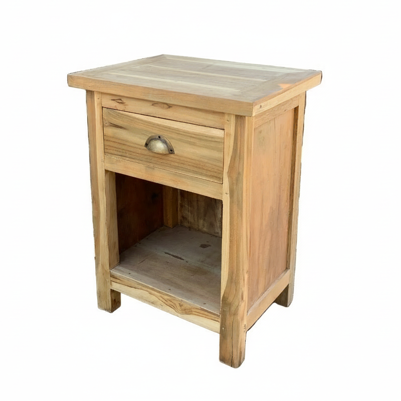 Recycled Teak Wood Bedside Table - Classic 51x42×65cm - WhealySimple Home