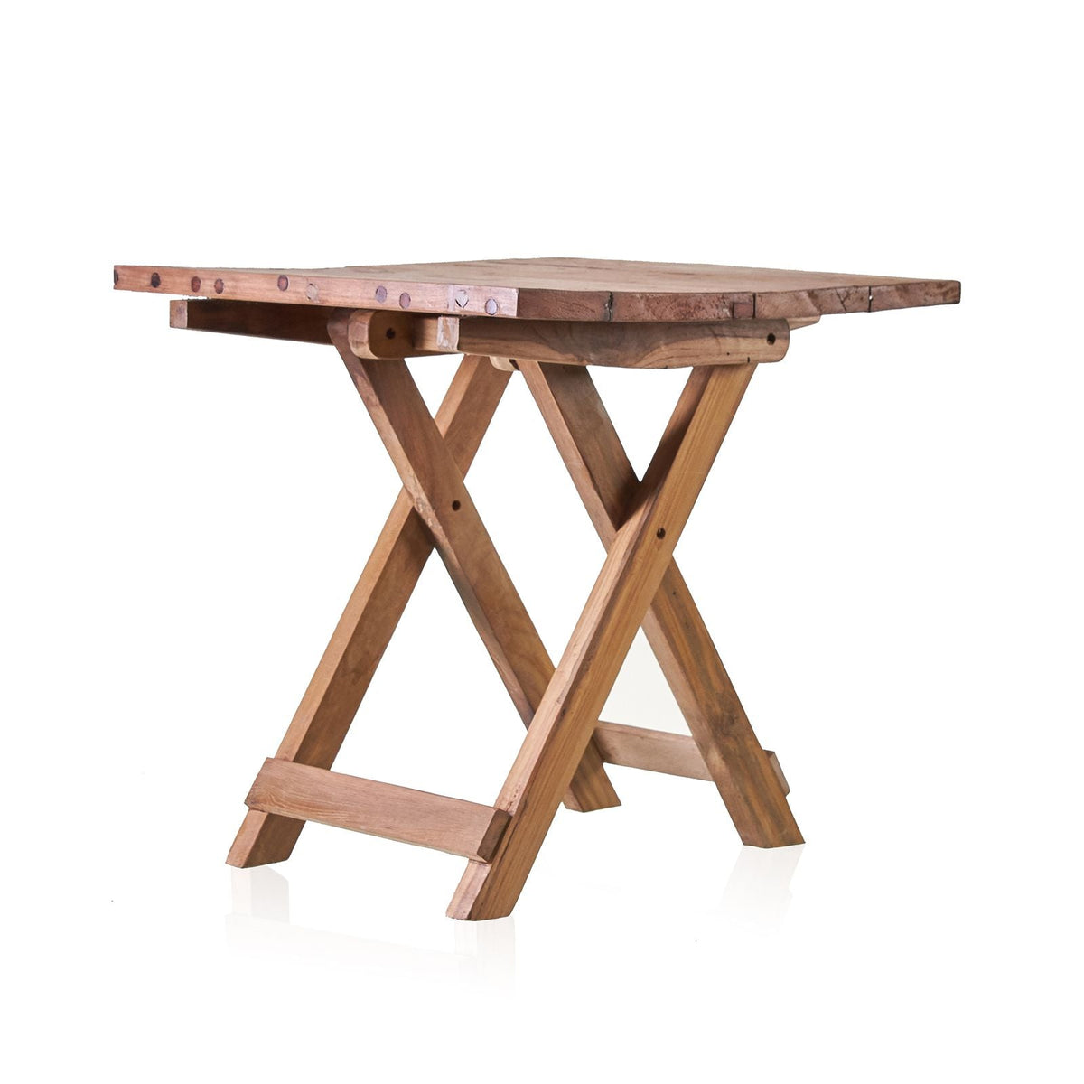 Recycled Teak Wood Square Folding Coffee Table 50x50x50cm - WhealySimple Home