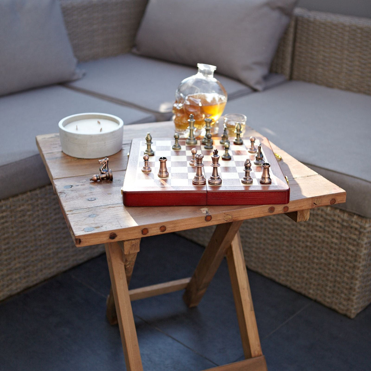 Recycled Teak Wood Square Folding Coffee Table 50x50x50cm - WhealySimple Home