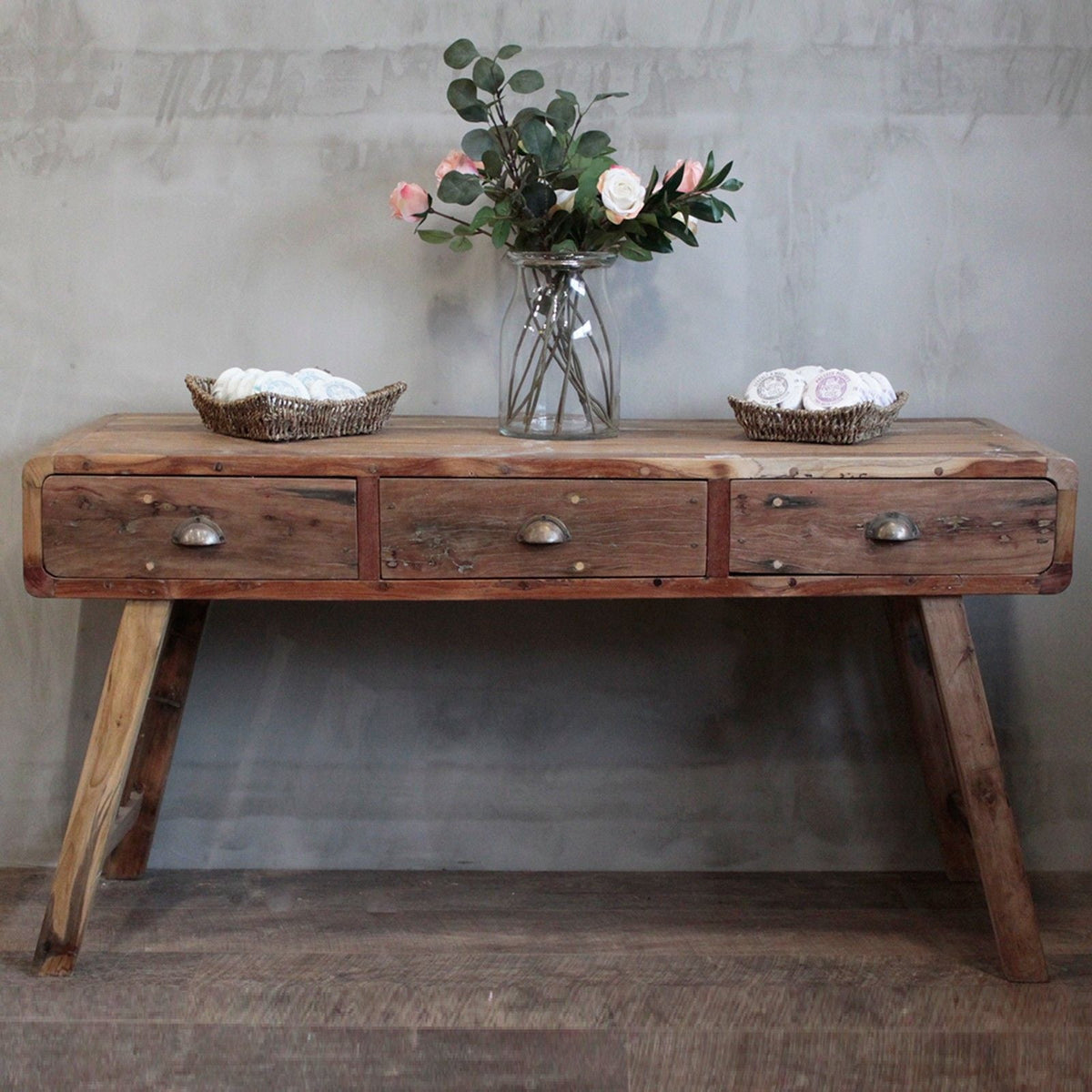 Recycled Teak Wood Console Table 150x50x80cm - WhealySimple Home