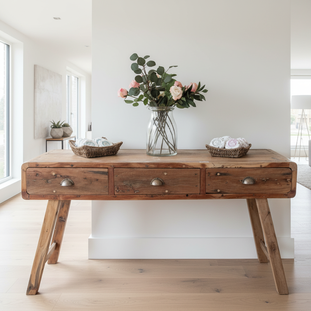 Recycled Teak Wood Console Table 150x50x80cm - WhealySimple Home