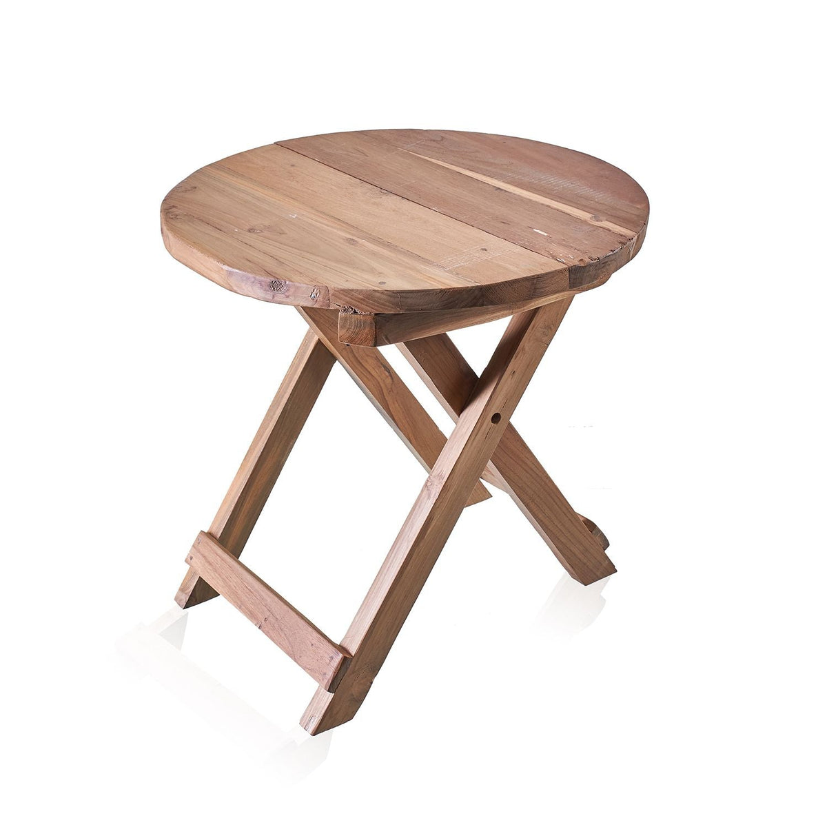 Recycled Teak Wood Round Folding Coffee Table 50x50cm - WhealySimple Home