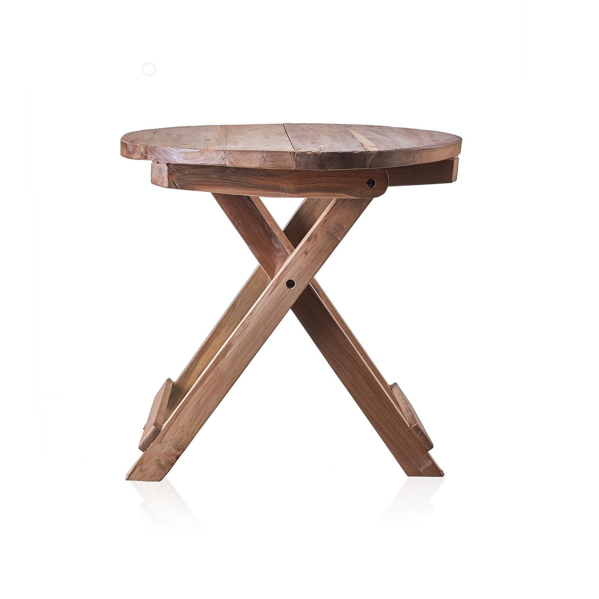 Recycled Teak Wood Round Folding Coffee Table 50x50cm - WhealySimple Home