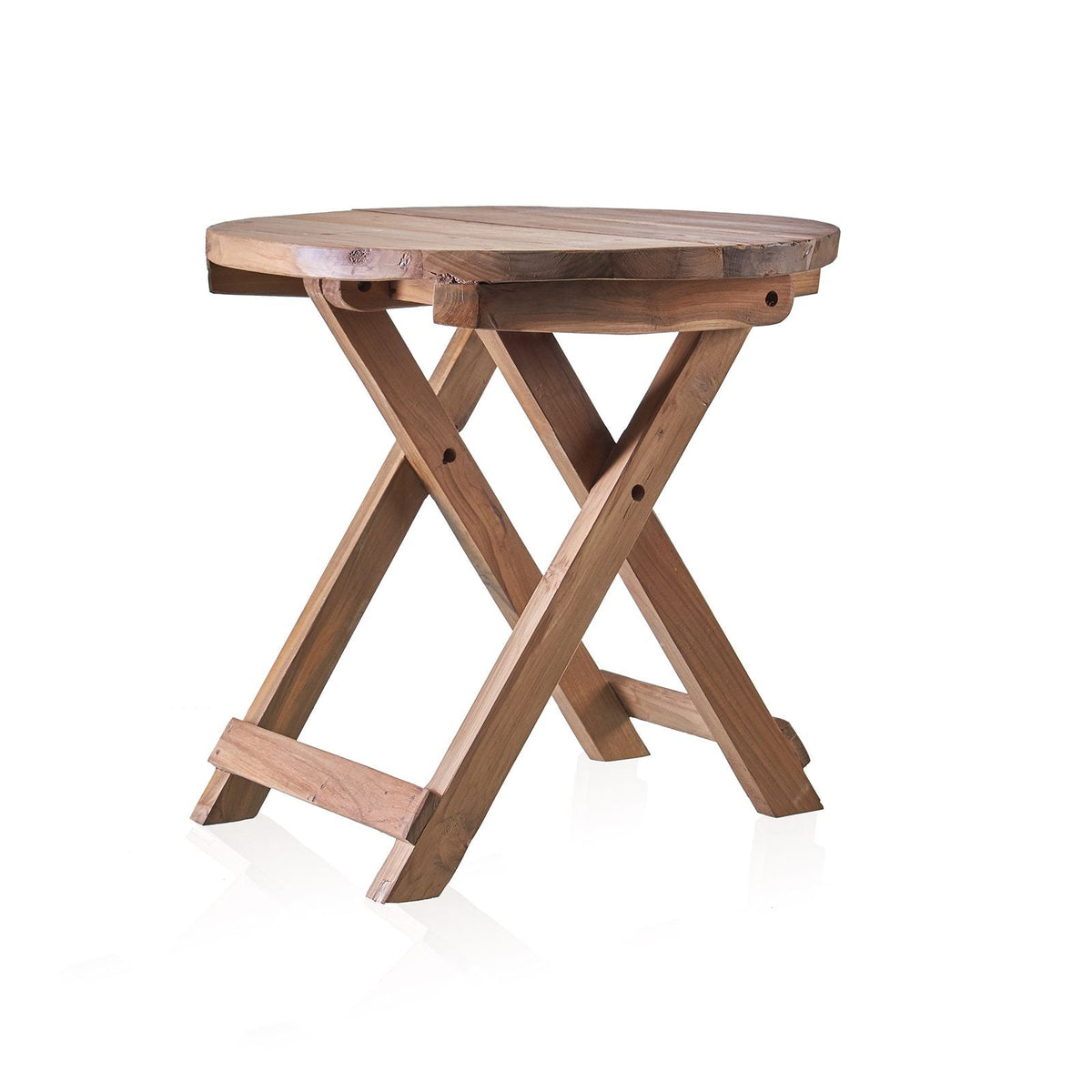 Recycled Teak Wood Round Folding Coffee Table 50x50cm - WhealySimple Home