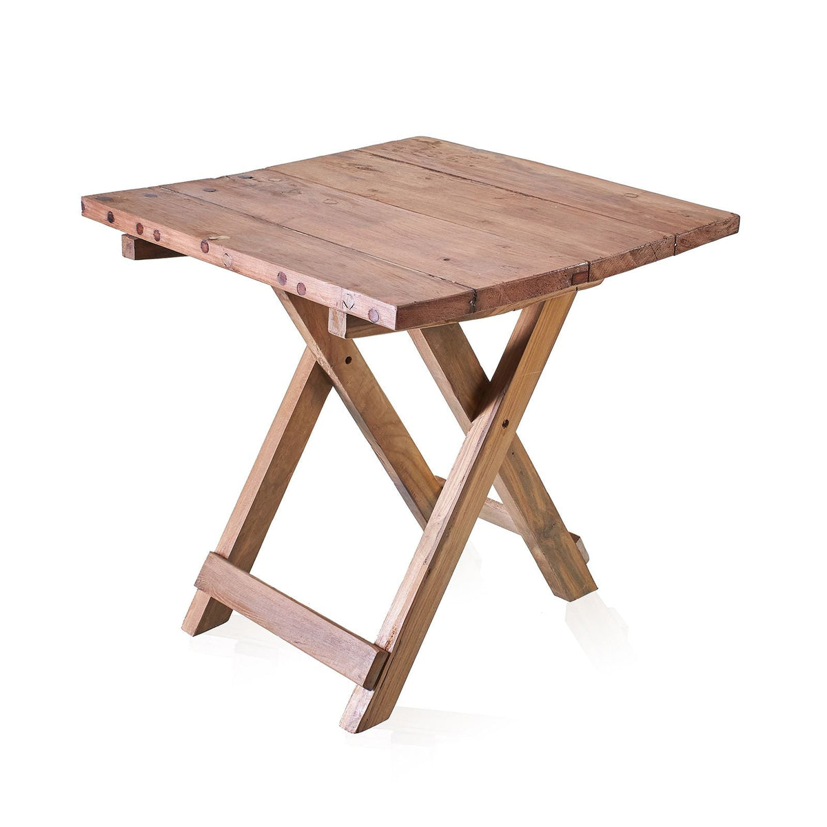 Recycled Teak Wood Square Folding Coffee Table 50x50x50cm - WhealySimple Home