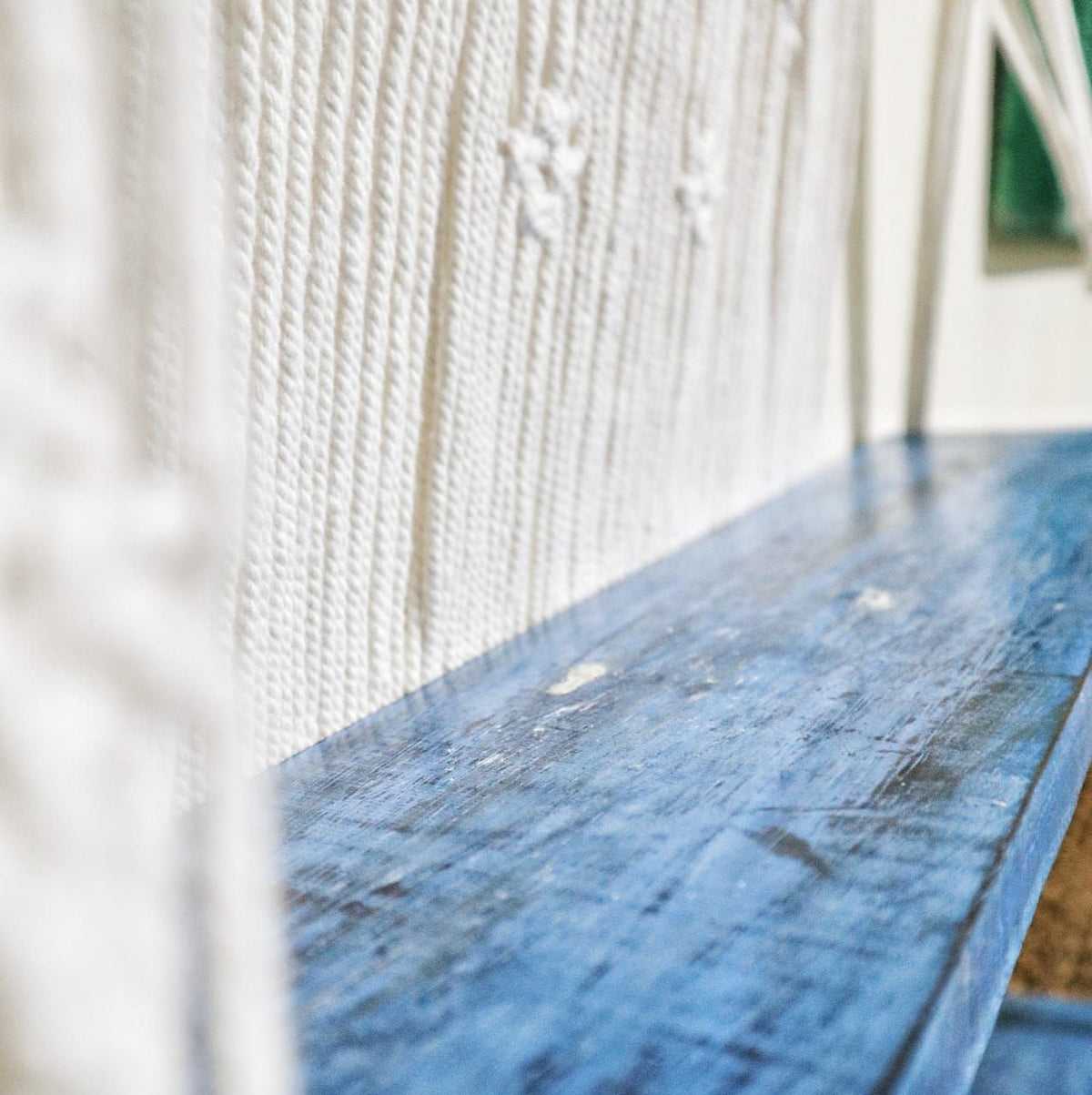 Natural Macrame Hanging Shelves - Blue - WhealySimple Home