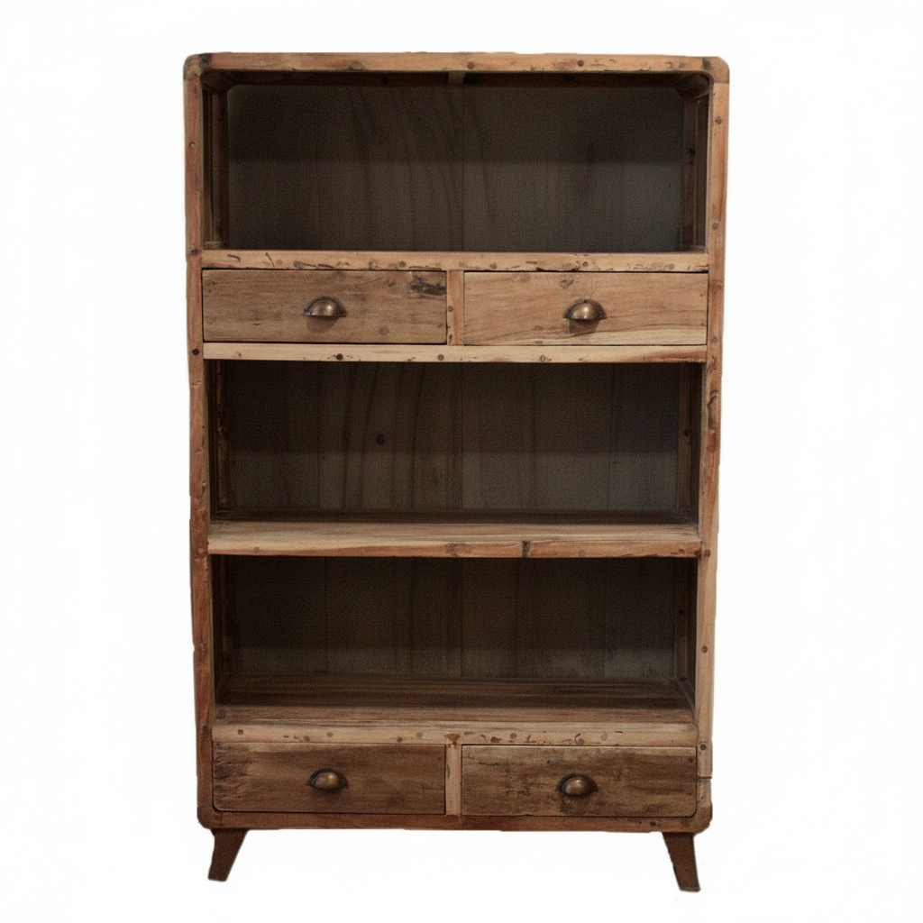 Recycled Teak Wood Book Shelf Display 100x40x160cm - WhealySimple Home