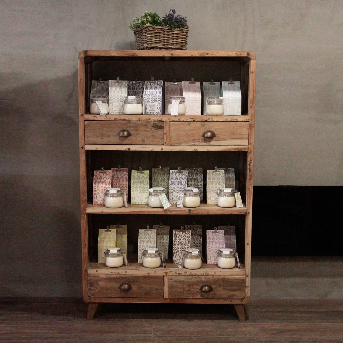 Recycled Teak Wood Book Shelf Display 100x40x160cm - WhealySimple Home