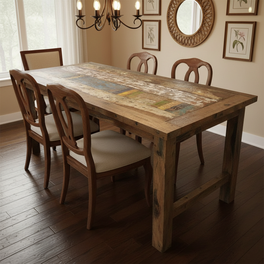 Recycled Teak Wood Dinning Table 180×80x80cm - WhealySimple Home