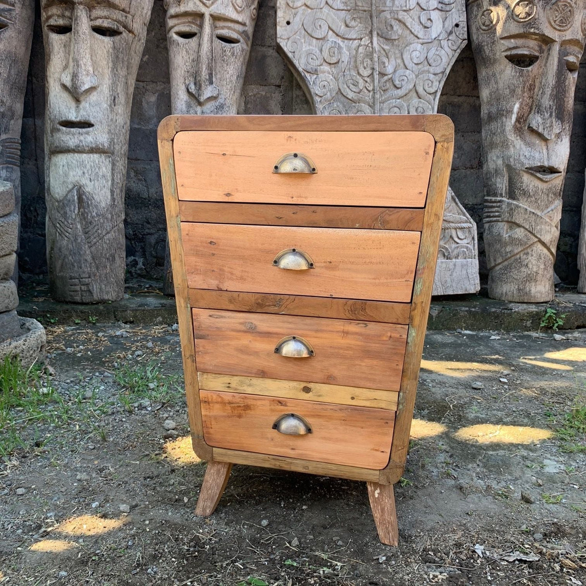 Recycled Teak Wood 4 Draws Storage 52x43x77cm - WhealySimple Home