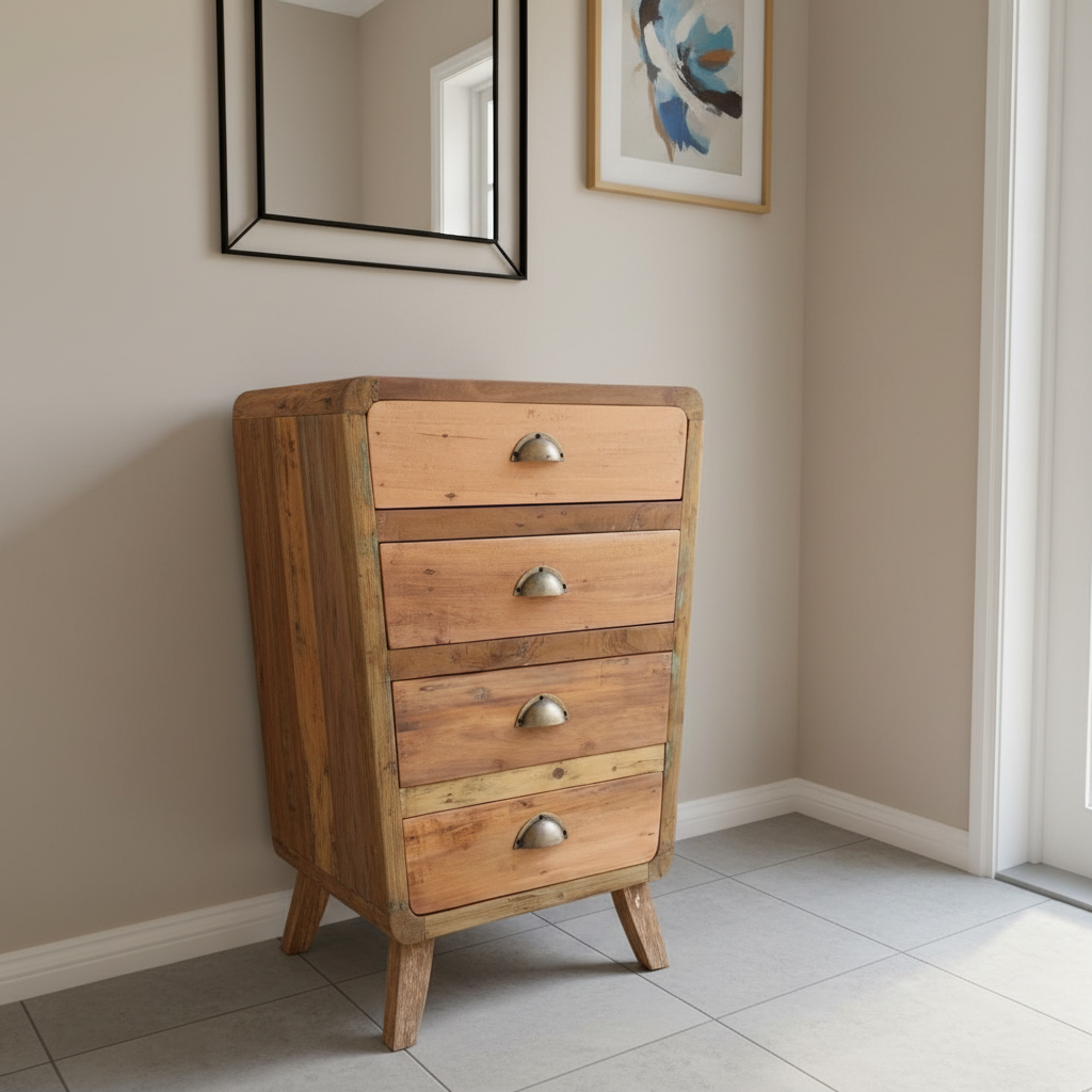 Recycled Teak Wood 4 Draws Storage 52x43x77cm - WhealySimple Home
