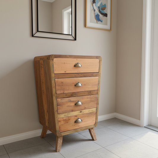 Recycled Teak Wood 4 Draws Storage 52x43x77cm - WhealySimple Home
