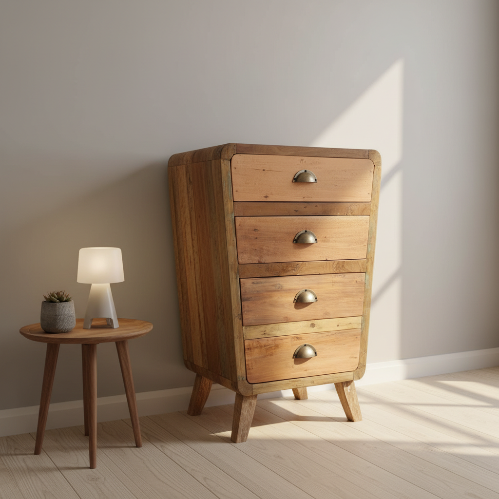 Recycled Teak Wood 4 Draws Storage 52x43x77cm - WhealySimple Home