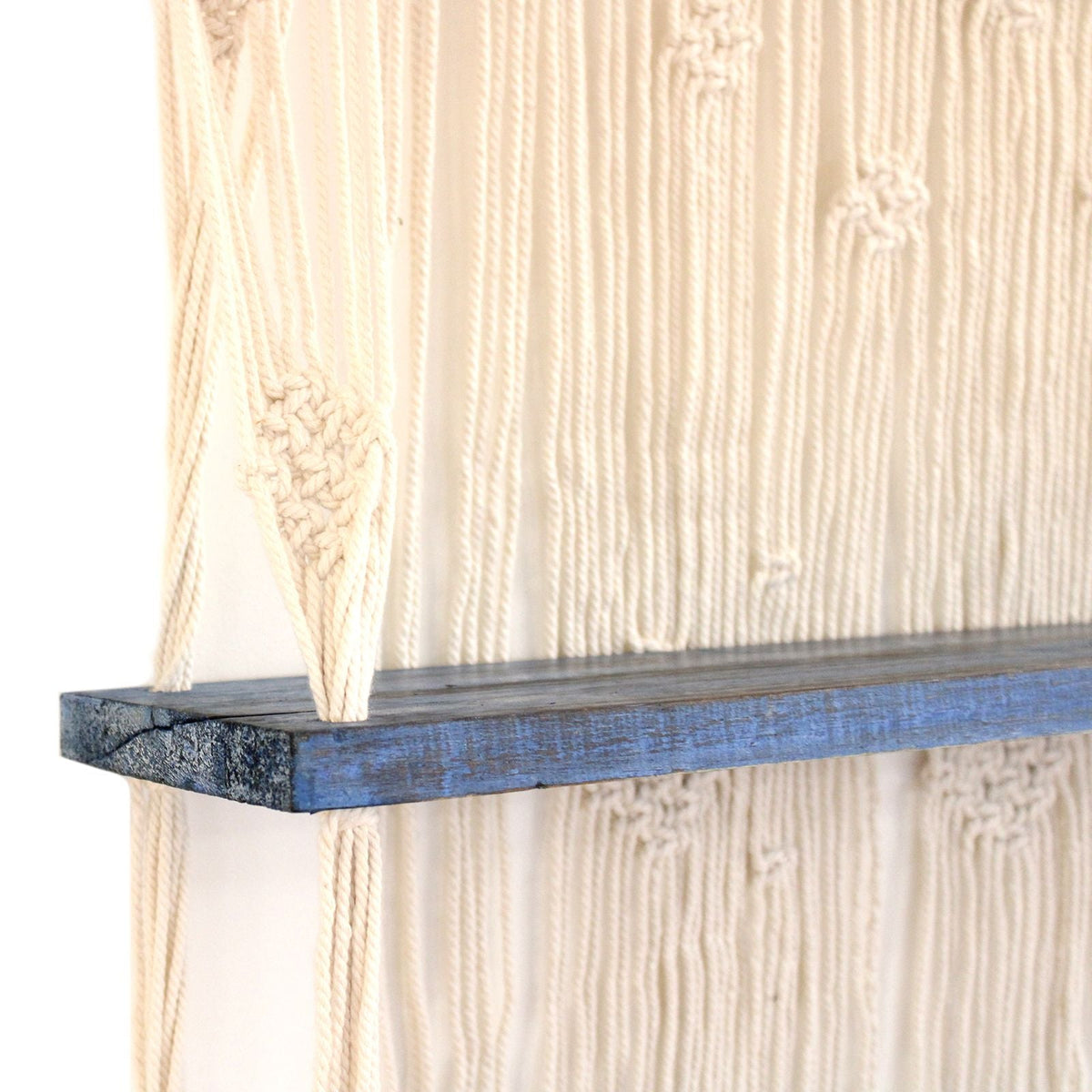 Natural Macrame Hanging Shelves - Blue - WhealySimple Home