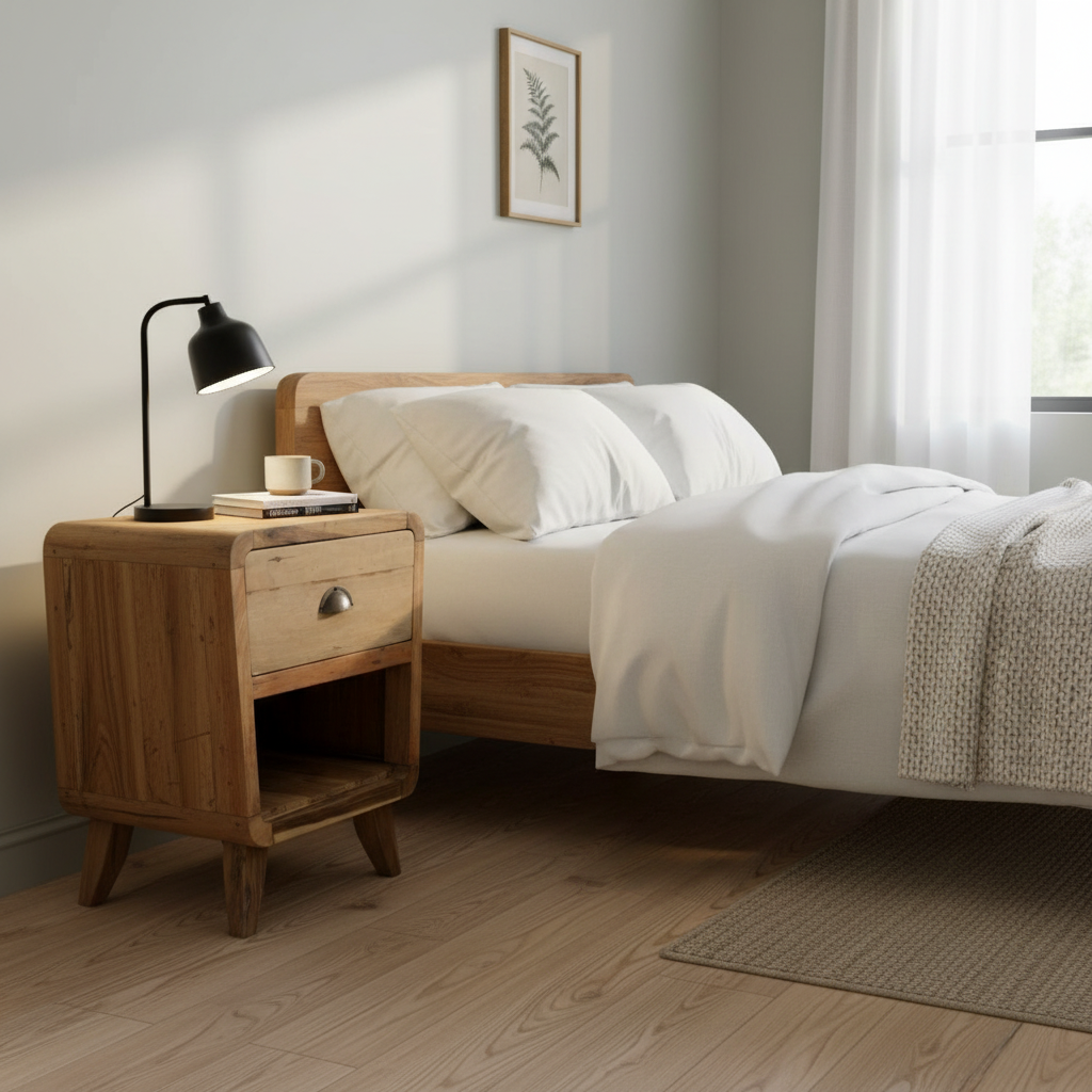 Recycled Teak Wood Bedside Table - Round 45x37×57cm - WhealySimple Home