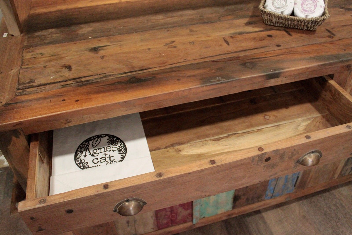 Recycled Teak Wood Centre Display Table 207x97x80cm - WhealySimple Home