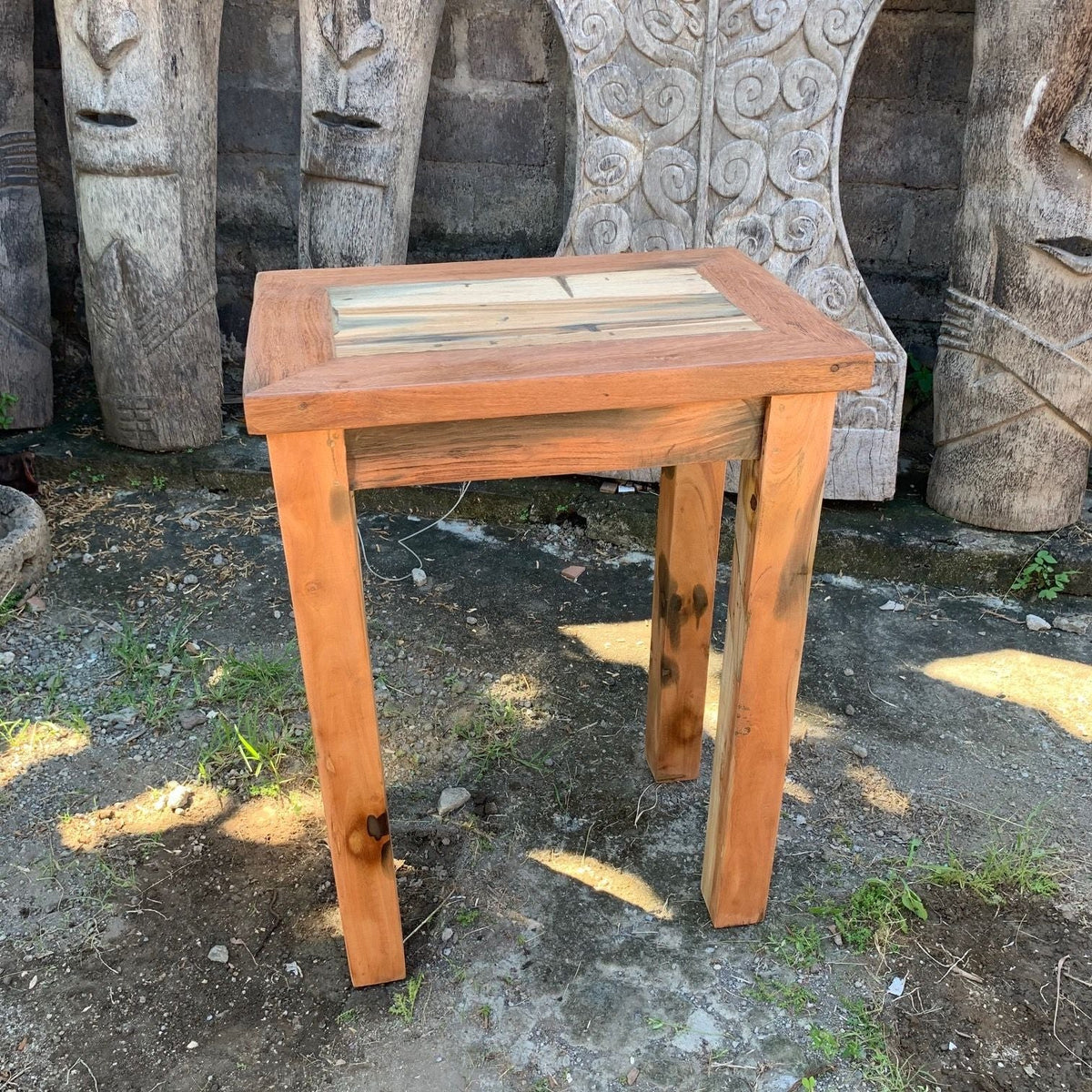 Recycled Teak Wood Tall Kitchen or Hallway Table 61×42×81cm - WhealySimple Home