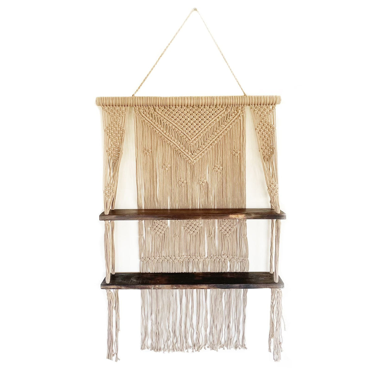 Brown Macrame Hanging Shelves - Brown - WhealySimple Home