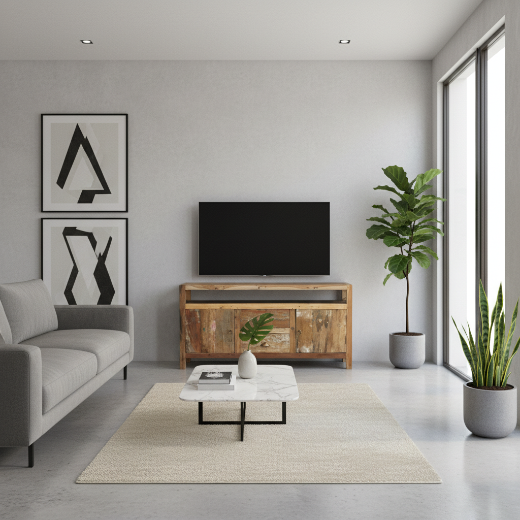 Recycled Teak Wood Large TV Stand 140x40x75cm - WhealySimple Home