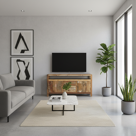 Recycled Teak Wood Large TV Stand 140x40x75cm - WhealySimple Home