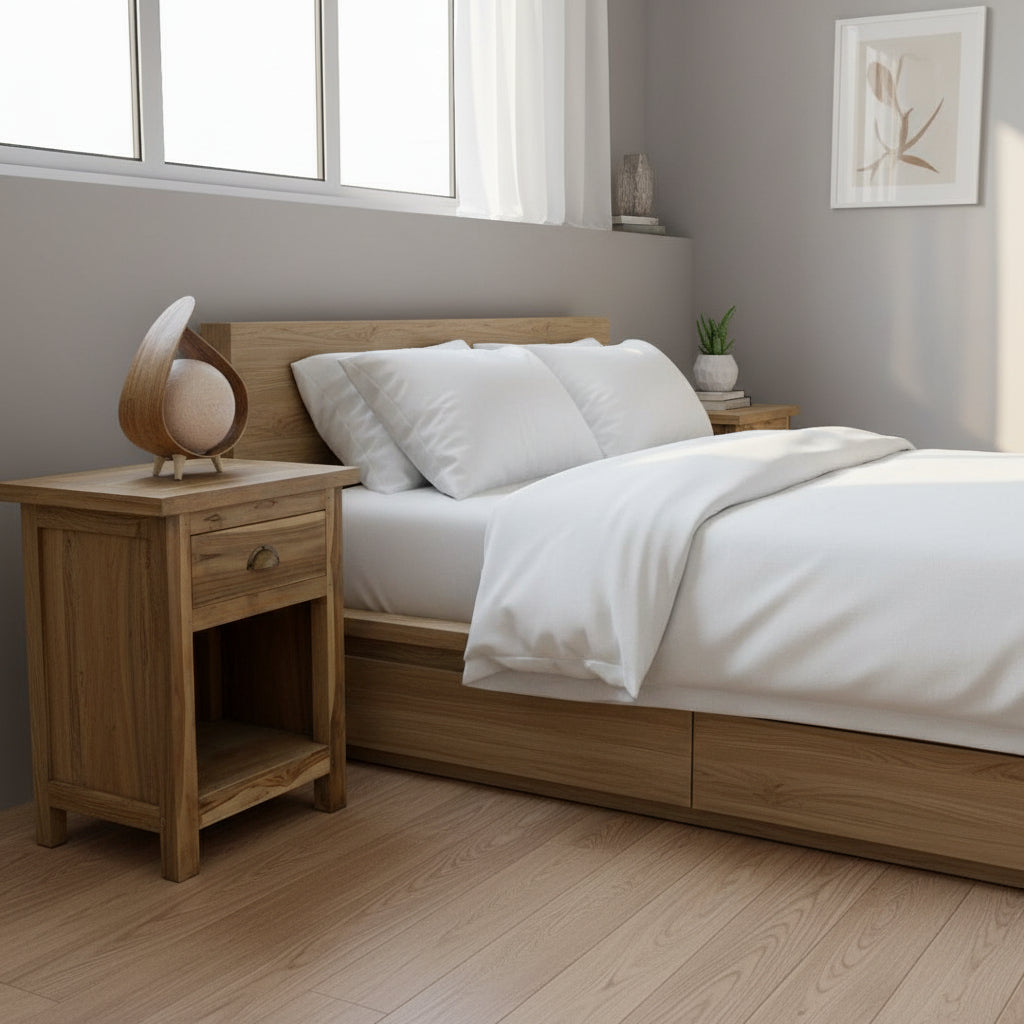 Recycled Teak Wood Bedside Table - Classic 51x42×65cm - WhealySimple Home