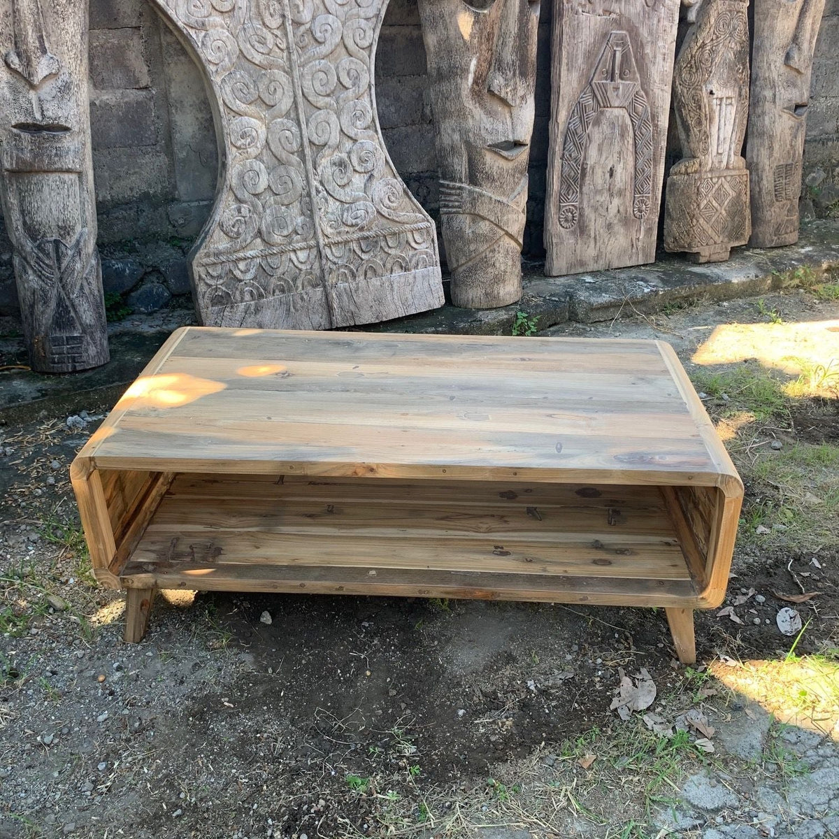 Recycled Teak Wood Large Coffee Table 122x61x41cm - WhealySimple Home