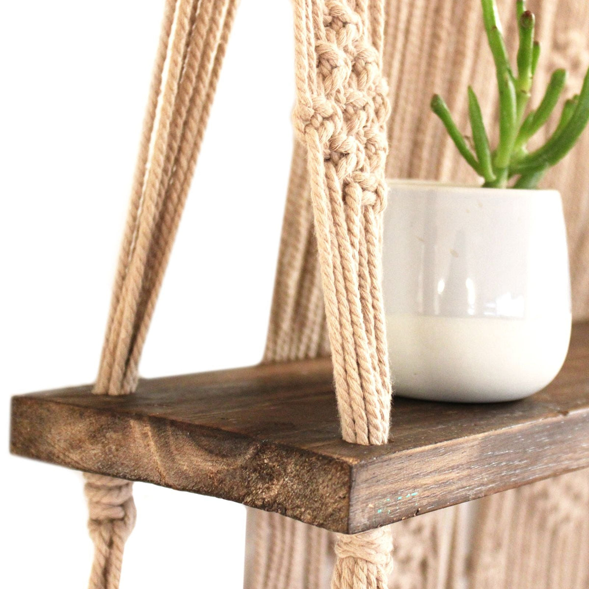 Brown Macrame Hanging Shelves - Brown - WhealySimple Home