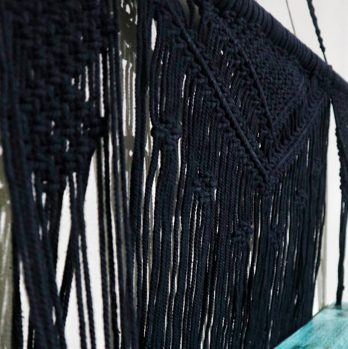 Black Macrame Hanging Shelves - Turquoise - WhealySimple Home