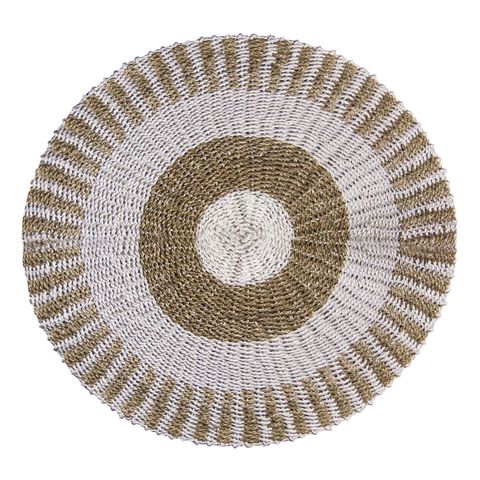 Round Seagrass White & Tan - Sun - 1m - WhealySimple Home