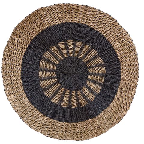 Round Seagrass Black & Tan - Inner Sun - 1m - WhealySimple Home